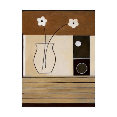 Pablo Esteban 'Flowers In Glass Vase On Wood' Canvas Art,18x24